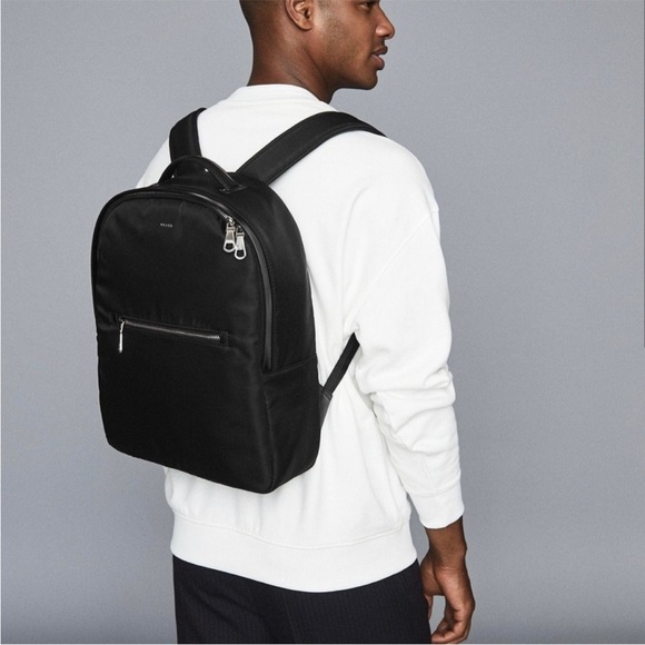 Reiss Parker Men’s Nylon Work Essential Backpack Black Silver NWT - Picture 13 of 13